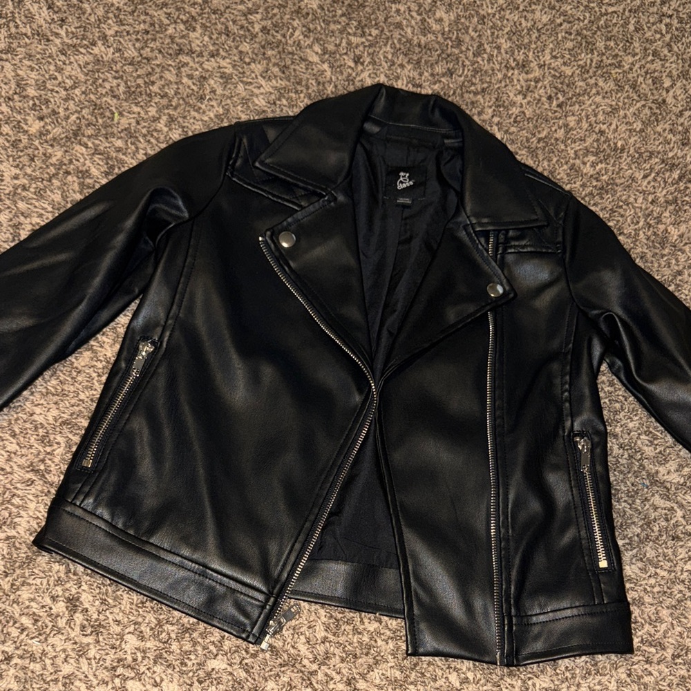 art class Girls M (7/8) Black Faux Leather Jacket - Sleek School Style